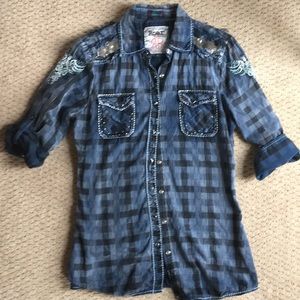 Plaid Roar button up